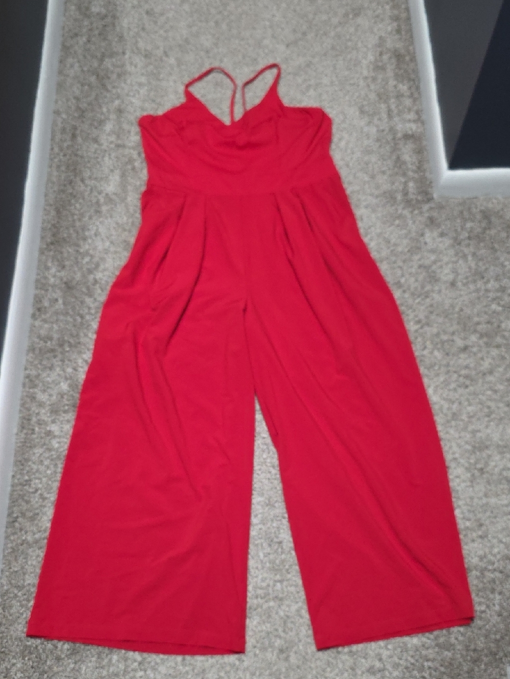 HALARA Red Wide-Leg Spaghetti-Strap Jumpsuit